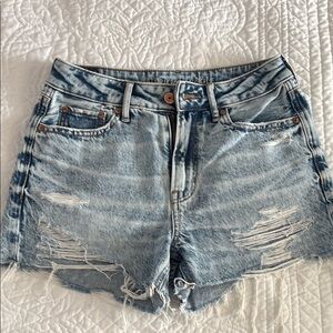 American Eagle Outfitters Women's Distressed Denim Shorts - Light Blue